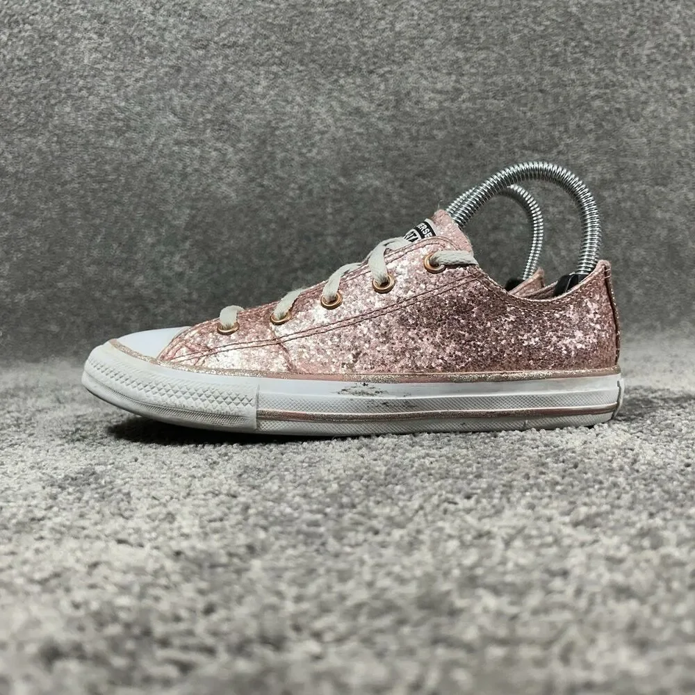 Converse Chuck Taylor All Star Low GS Youth Sz 3 Dusk Pink Glitter Casual Shoes